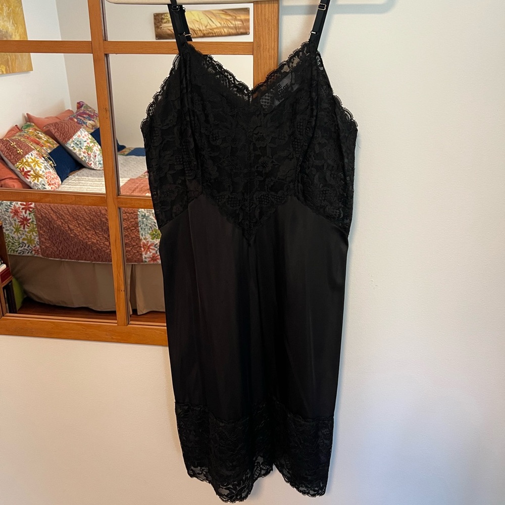 The Vintage Twin Black Lace Slip Dress